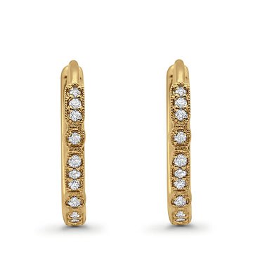 14K Yellow Gold .11ct Hoop Huggie Diamond Earrings